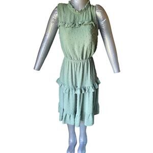 Monteau Los Angeles Sage Green Swiss Dot Dress Small